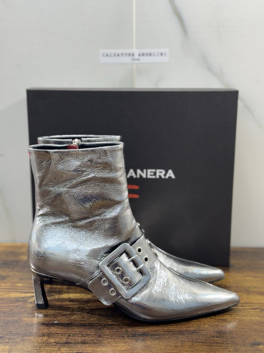 HALMANERA Stivaletto    Pelle Acciaio Con Tacco Luxury Made In Italy Donna 41