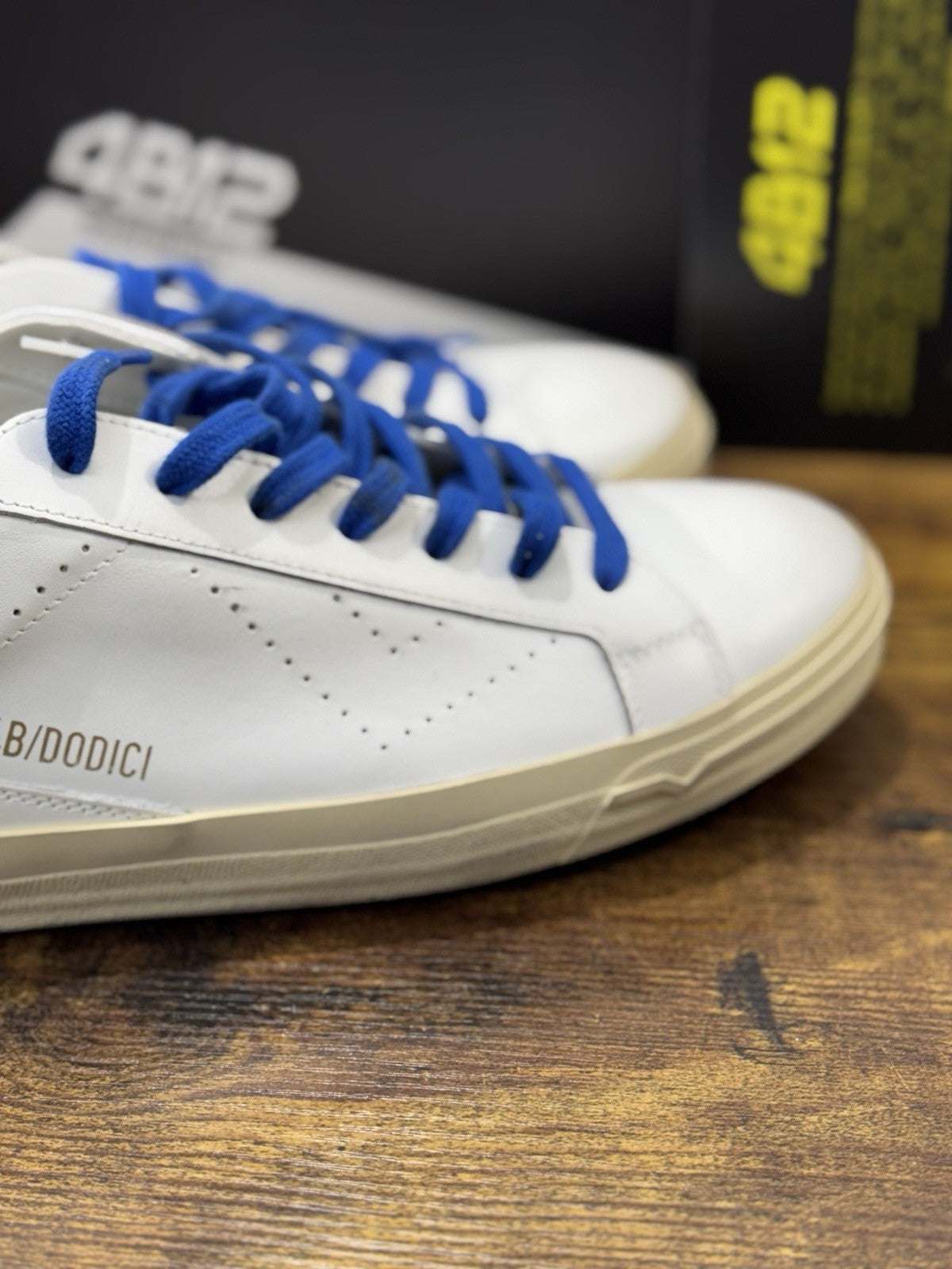 4B12 Sneaker Suprime  Pelle Bianco Bluette   Casual Uomo 41