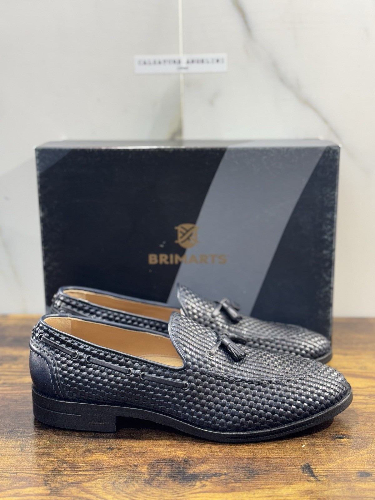 Brimarts Mocassino Uomo Intrecciato Pelle Blu 44