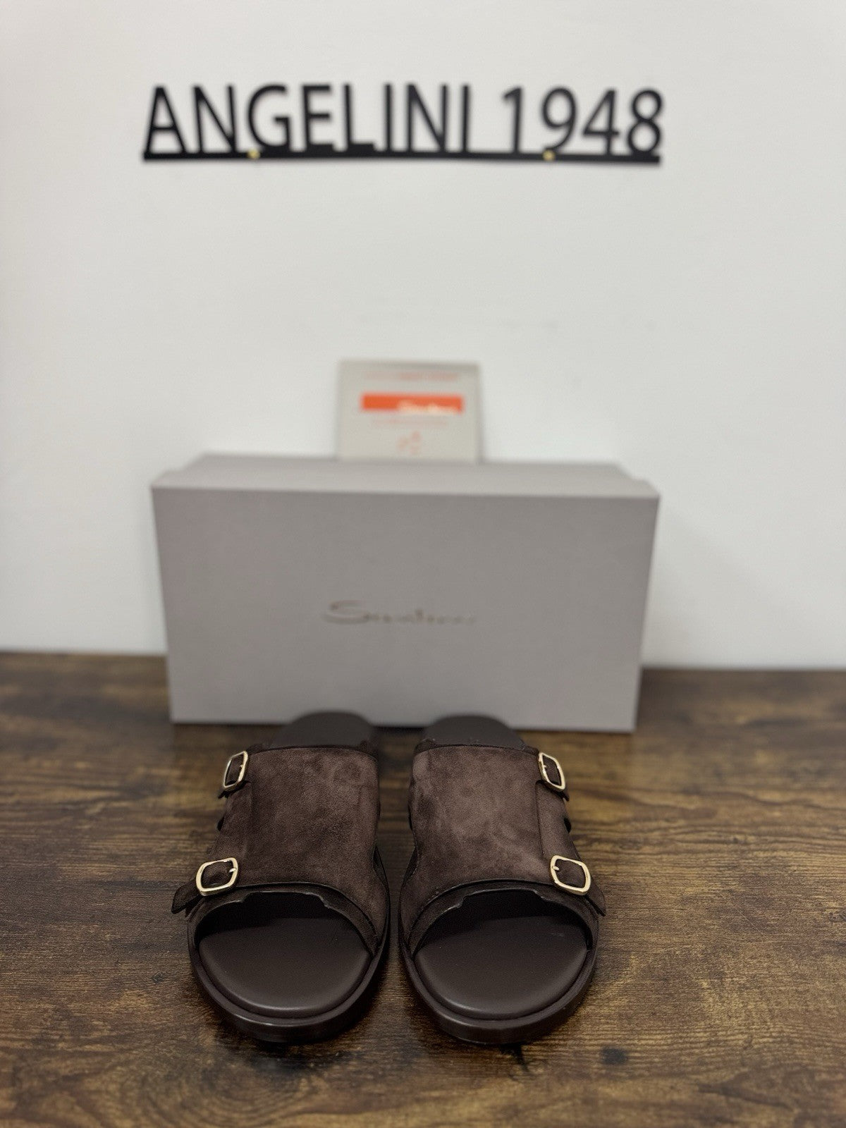 Santoni Sandalo Double Buckle Suede Marrone Luxury Santoni Sandalo Uomo 41.5