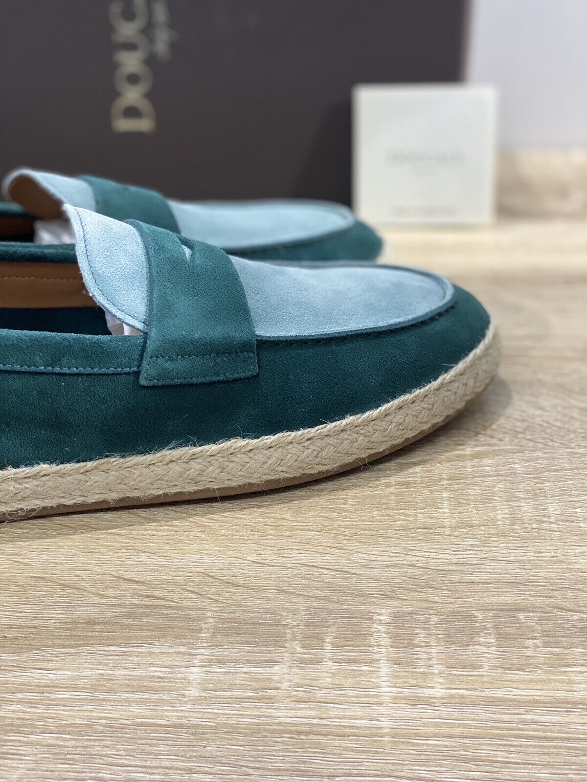 Doucal’s Mocassino Uomo Reale Suede Verdone Fondo Gomma Luxury Men  44