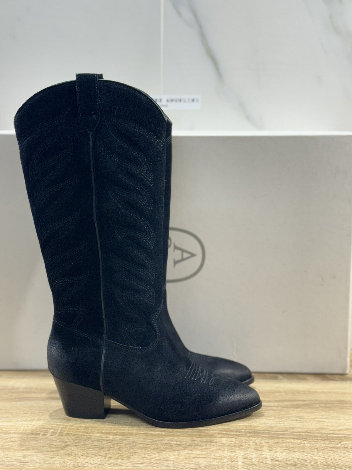 Ash Stivale Donna Heaven Texano Suede Nero Casual Texan Boot Ash Woman 36