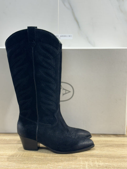 Ash Stivale Donna Heaven Texano Suede Nero Casual Texan Boot Ash Woman 36