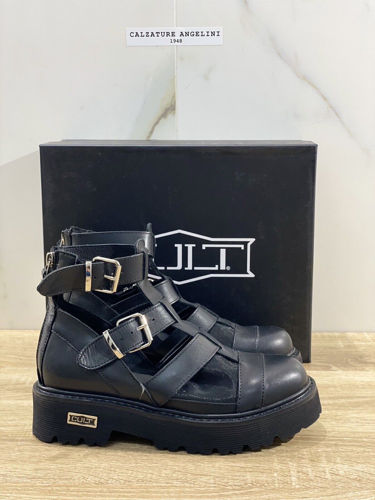 Cult Slash Mid Sandal Donna Pelle Nero Extra Light Cult Scarpe 40