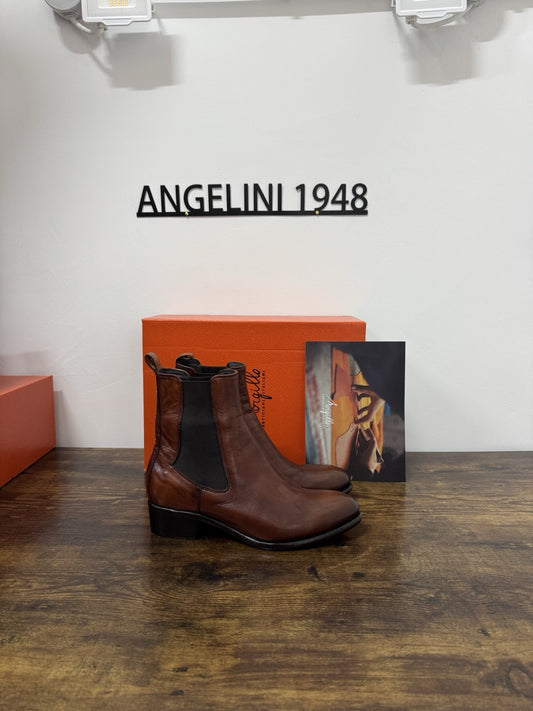 Morgillo Stivaletto Pelle Marrone 100% Made In Italy Casual Donna 37