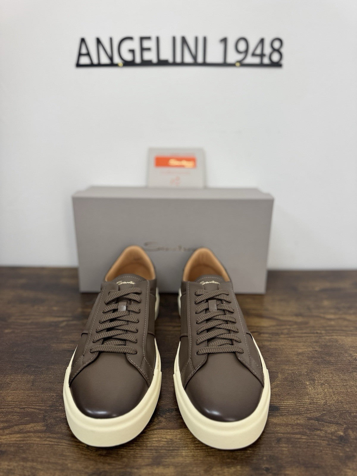 Santoni Sneaker Pelle Marrone Luxury Scarpa Santoni Uomo 45