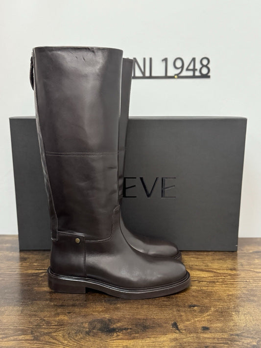 Poeve Stivale Cavallerizzo Pelle Marrone  Casual Boot Donna 38