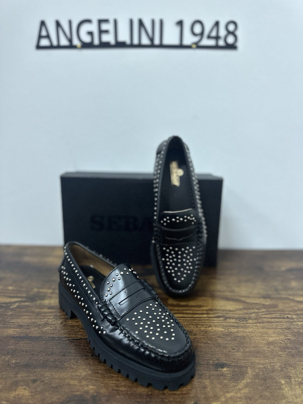 Sebago Dan Lug Studs Pelle Nero Mocassino Sebago Donna 38