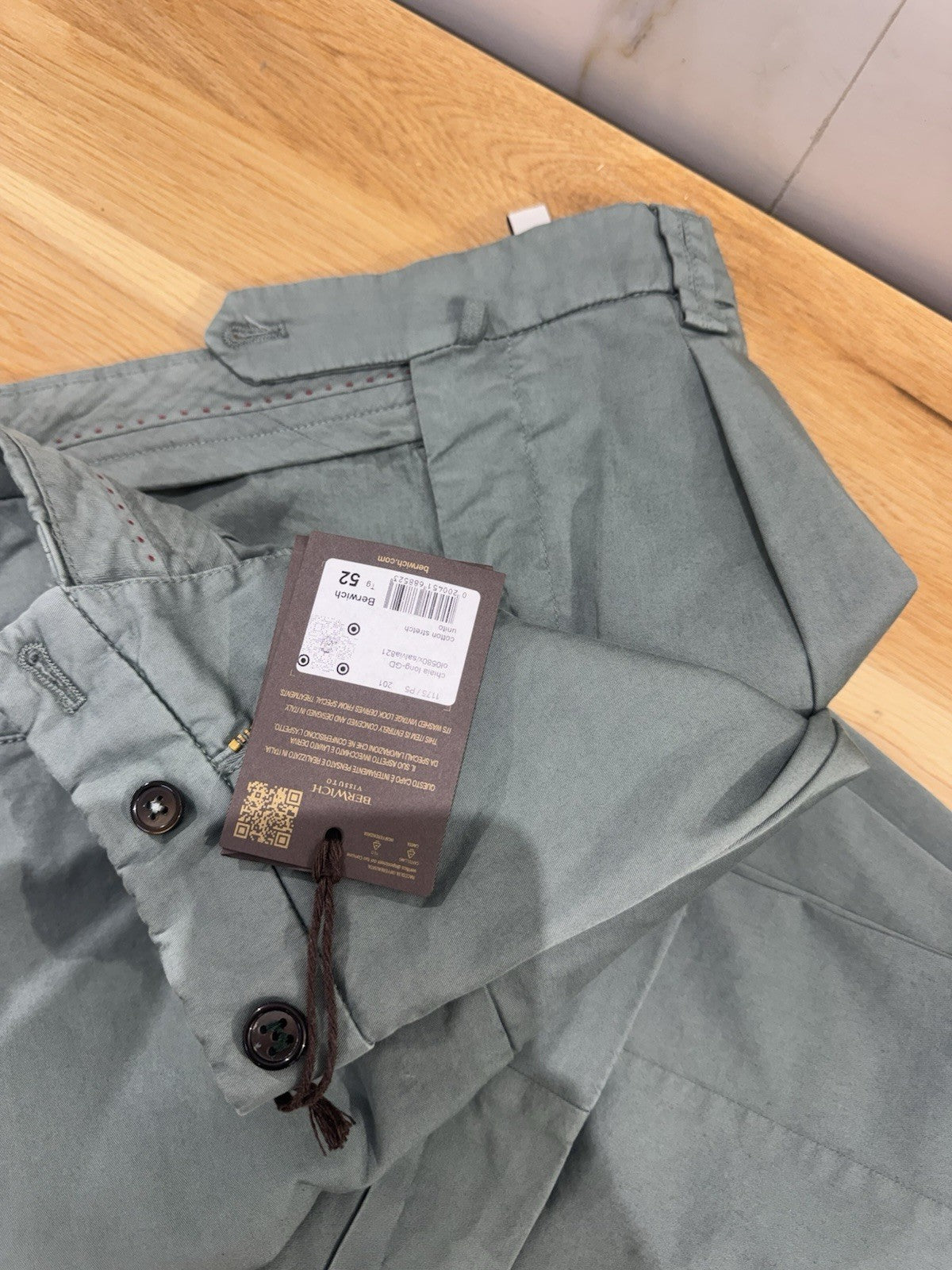 Berwich Pantalone Chiaia Long Cotone Stretch  Casual Uomo 52