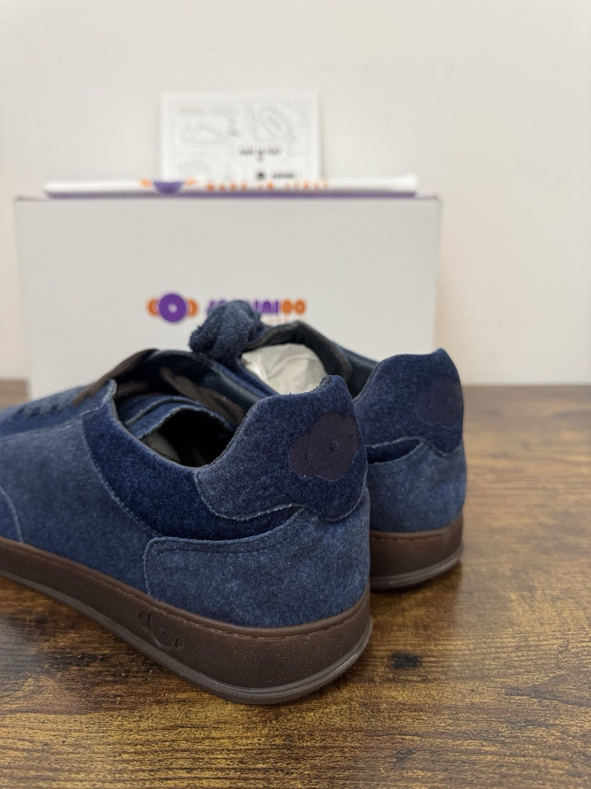 Soldini Sneaker Cachemere  Blu  100% Made In Italy Causal Uomo 41