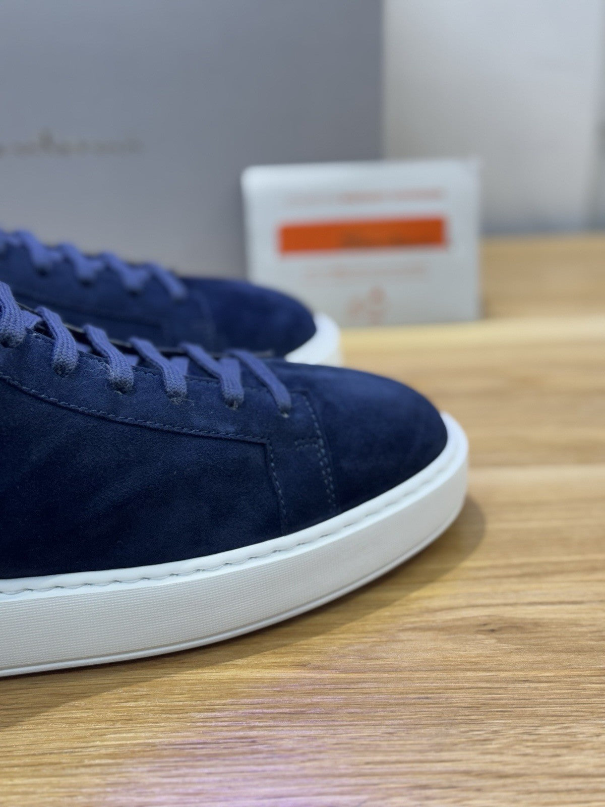 Santoni Icon  High Sneaker Pelle   Suede Blu  Luxury Santoni Scarpa Uomo 42