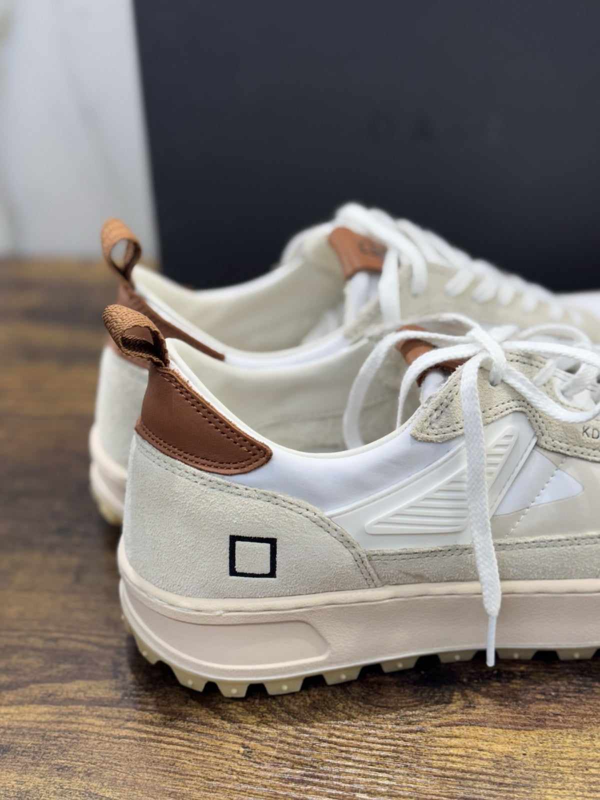D.A.T.E Kdue BASIC  Sneaker Pelle Bianco Wood Casual Uomo 41