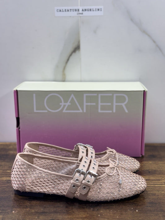 Ballerina Loafer Anna Pelle Rosa  Intrecciata Donna 41