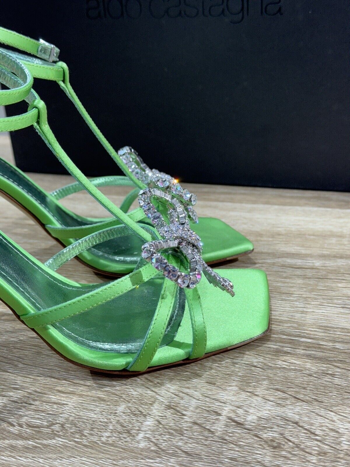 Aldo Castagna Sandalo Donna Avideh In Raso Verde  ’ Con Tacco Luxury Sandal 36