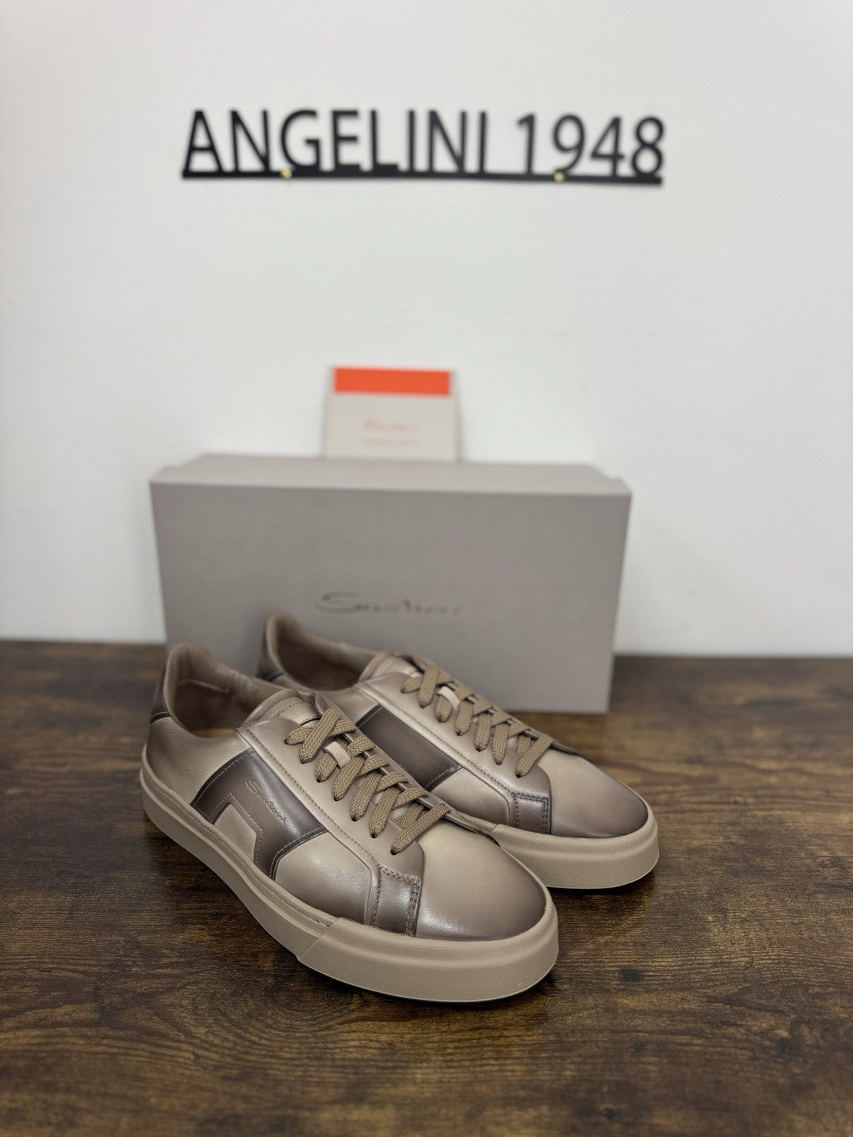 Santoni Sneaker Pelle Marrone Luxury Scarpa Santoni Uomo 40.5