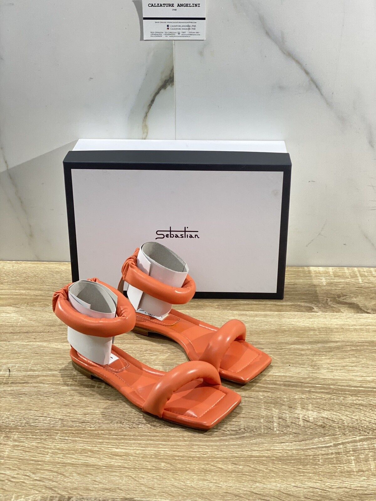 Sebastian Sandalo Donna Tubolare Flat Nappa Coral Luxury Sebastian Sandal 38.5