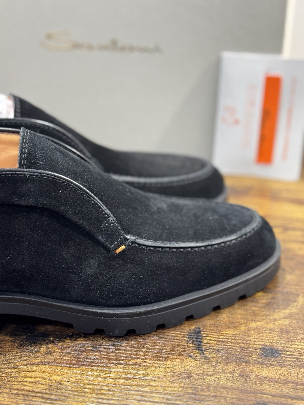Santoni Polacco Open Walk Suede Nero Luxury Santoni Uomo 40