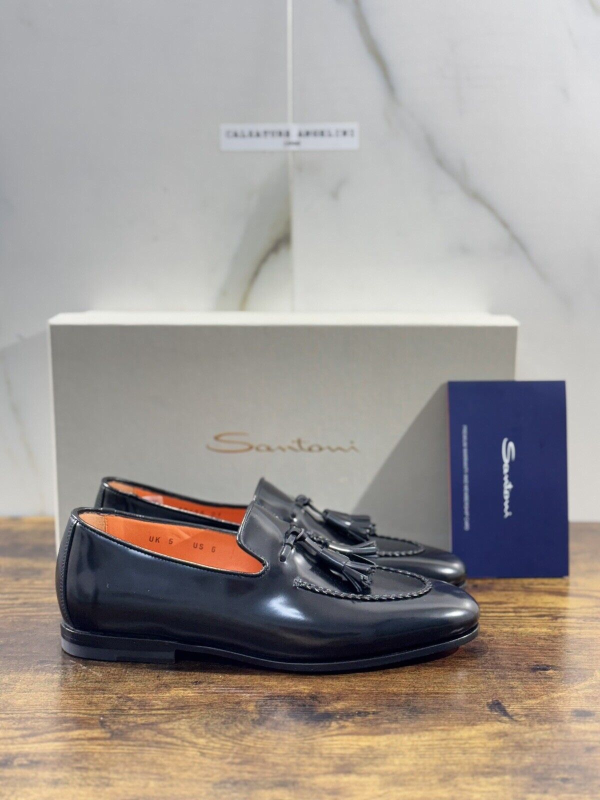 Santoni Scarpa Uomo Mocassino  Nappe Pelle Nero  Goodyear Luxury Men Santoni 39