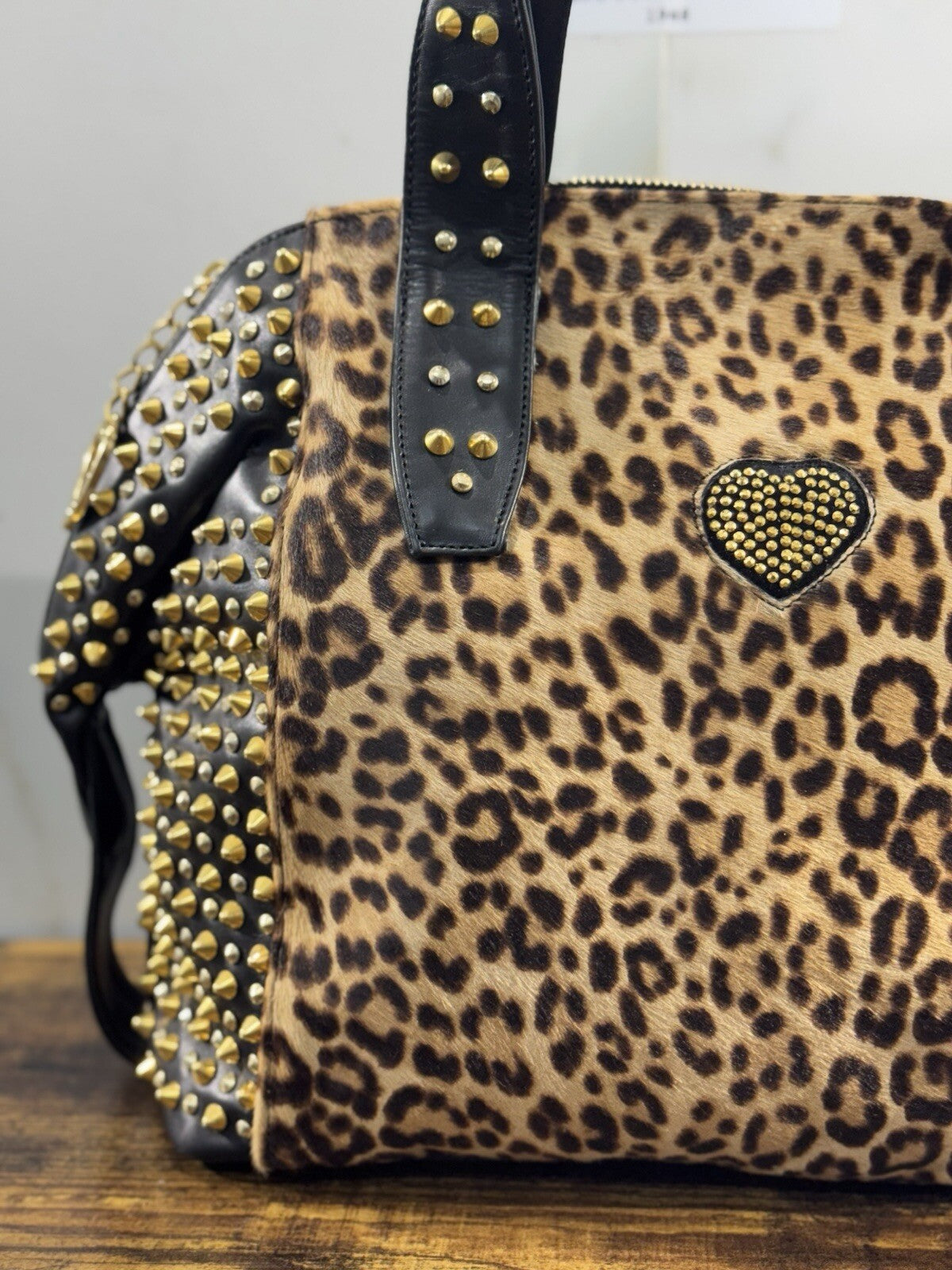 Bruno Amaranti Borsa Donna In Vero Pony  Luxury Craftmanship Bag  Borchie