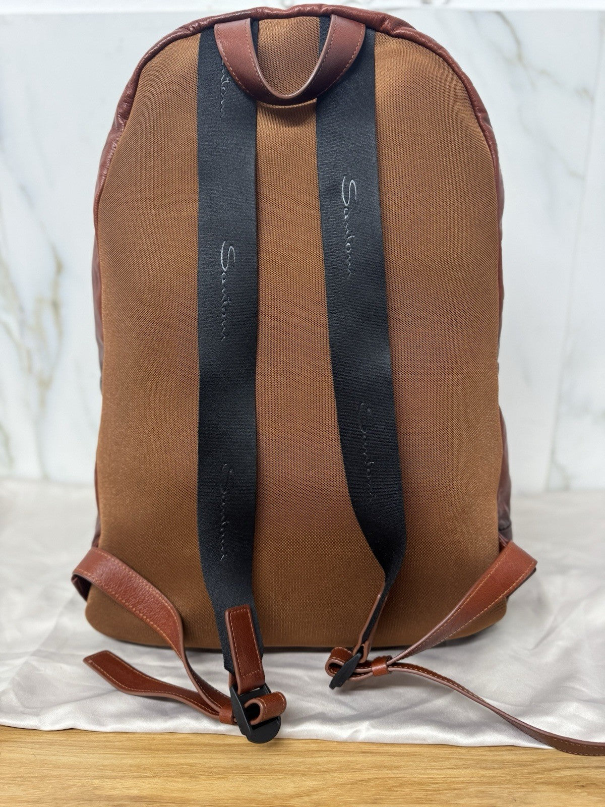 Santoni Maxi Zaino Backpack  Luxury Bag Santoni Cuoio Anticato Uomo