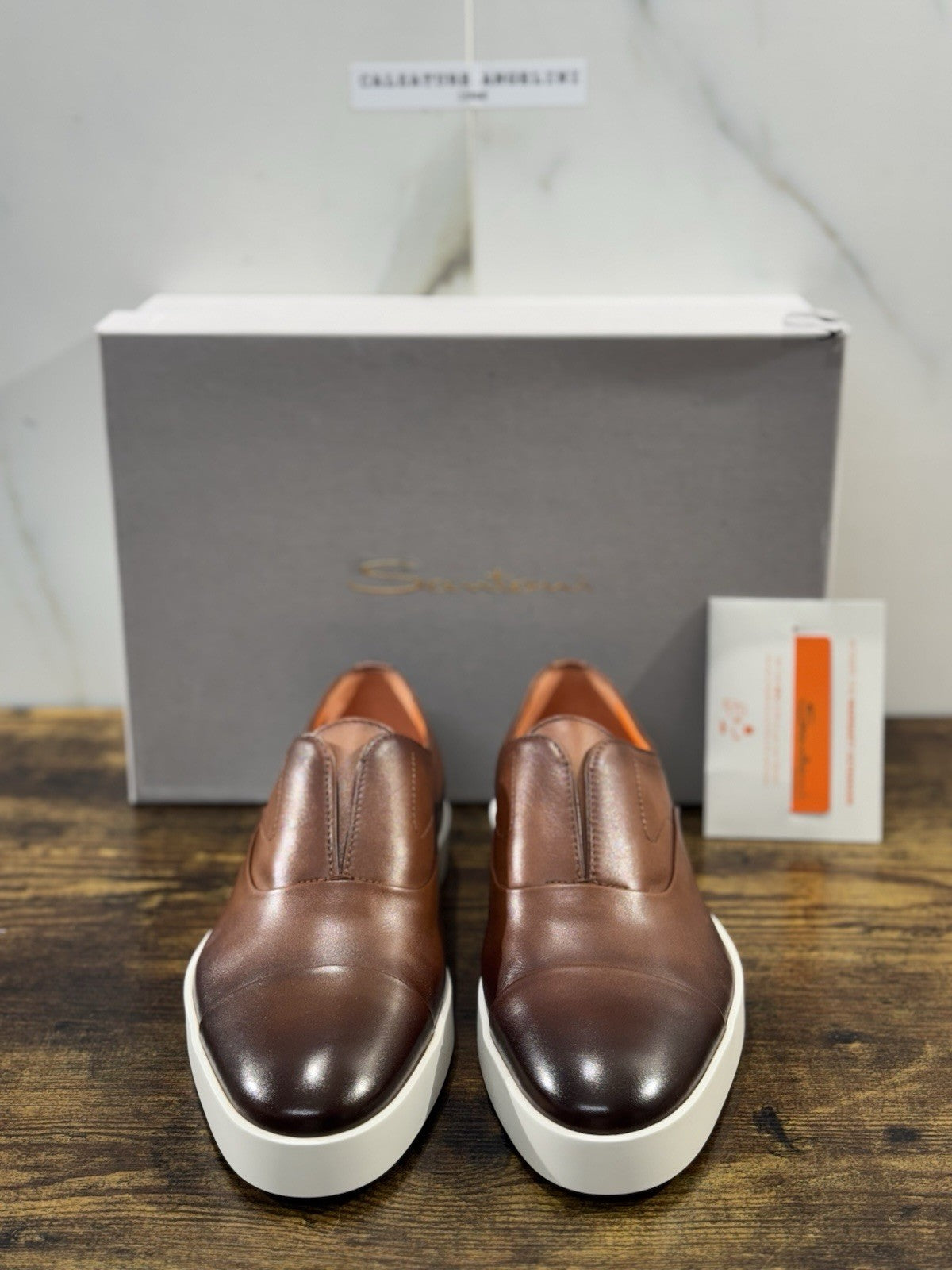 Santoni Scarpa Uomo Pelle Cuoio No Lace Luxury Santoni Uomo 41