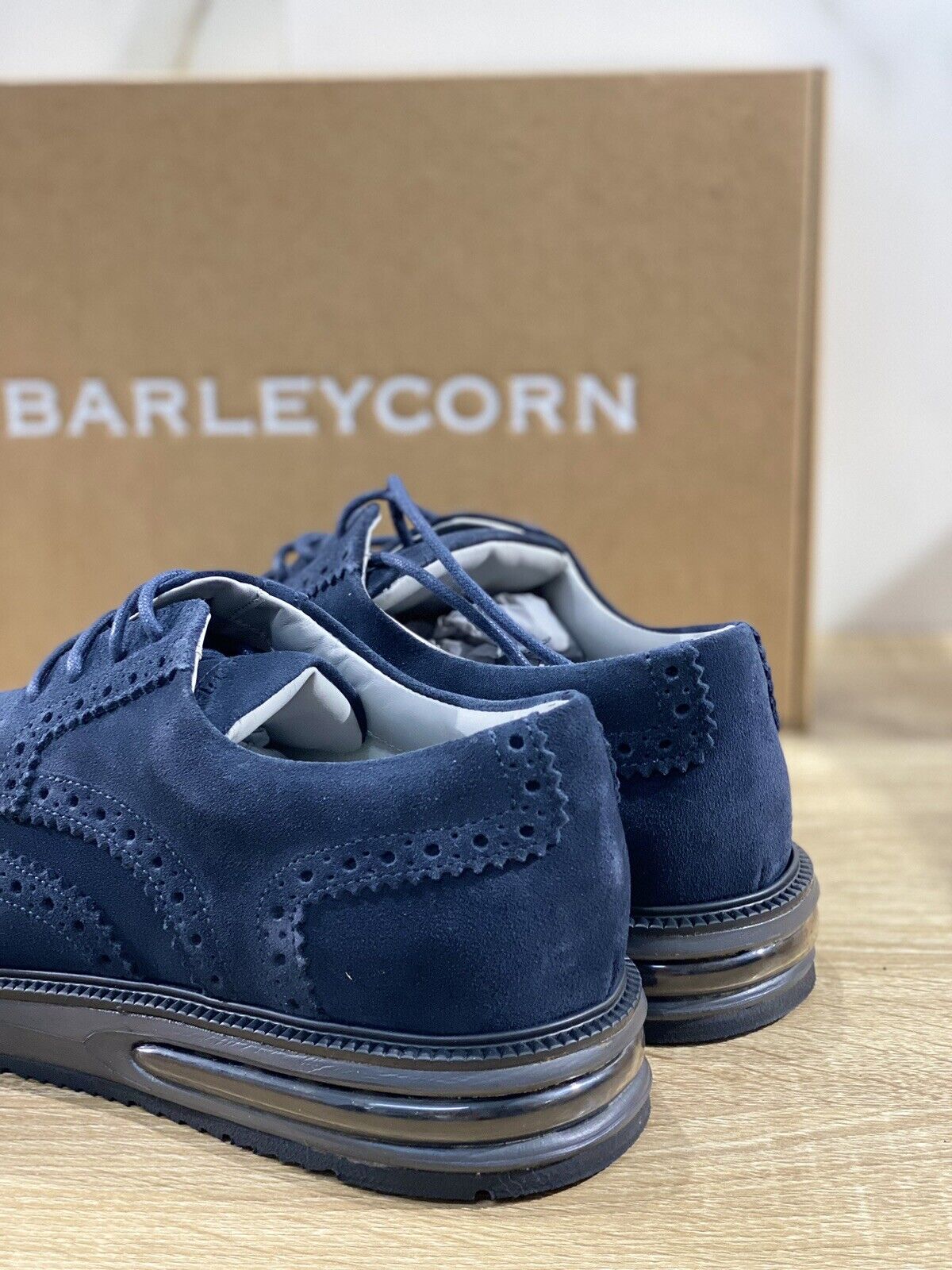 Barleycorn Air Brogue Uomo Pelle Suede Blu Extralight Casual Men Shoes 47