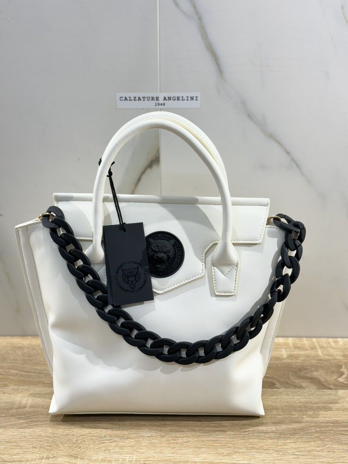 Plein Sport Borsa Donna Medium Tote Devon Bianco Off White Con Tracolla