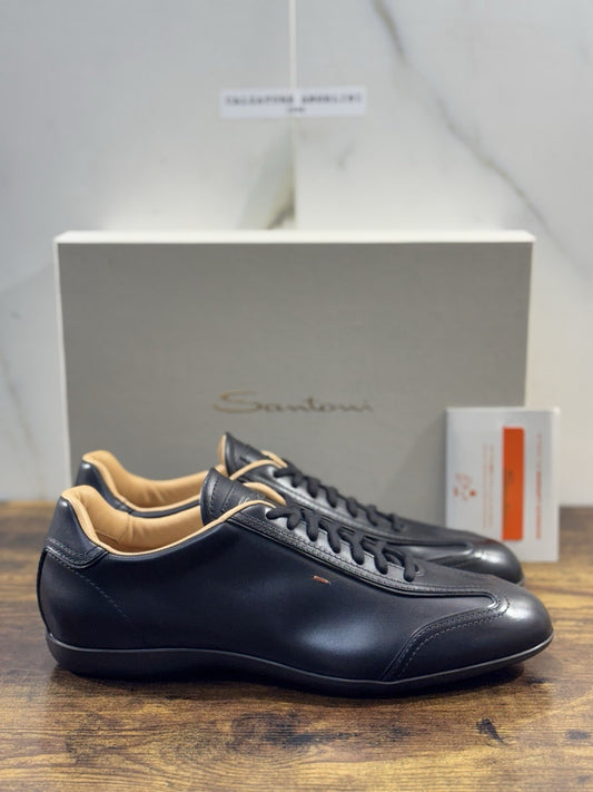 Santoni Sneaker Racer Pelle Nera    Luxury Santoni Scarpe Uomo 42.5