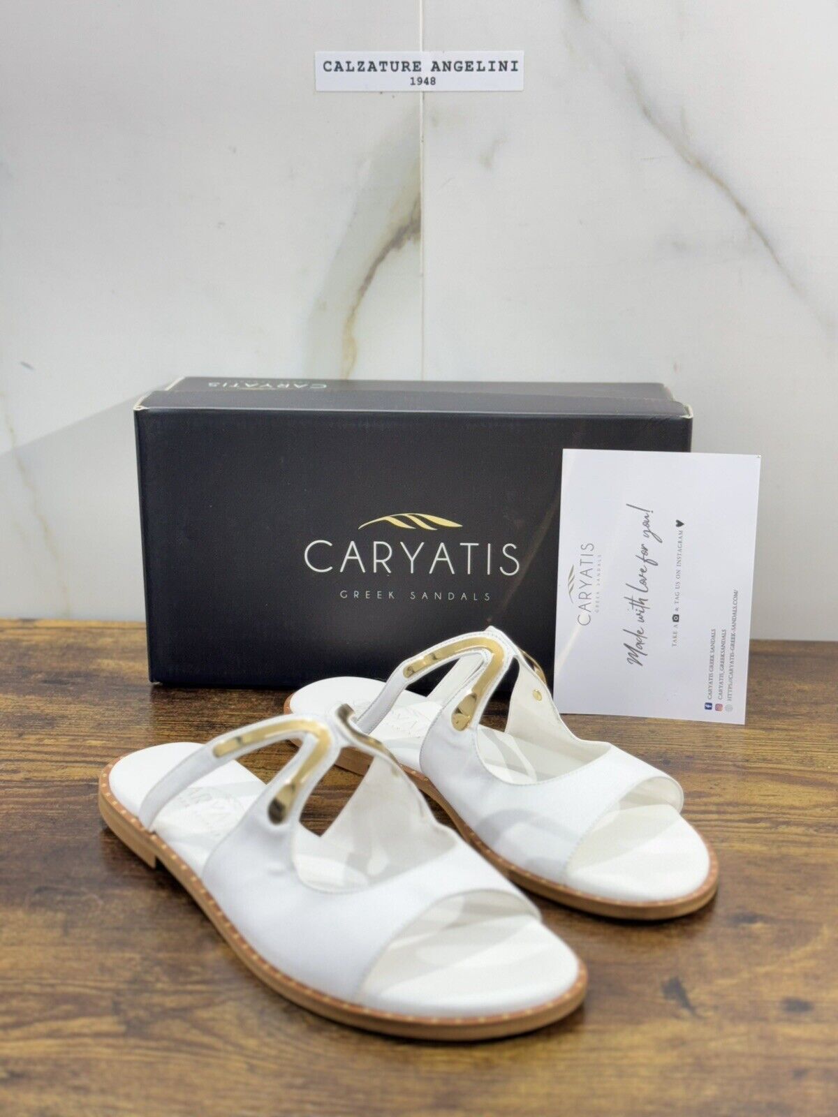 Caryatis Greek Sandal Donna Pelle Bianco Casual Original Greek Sandal 41