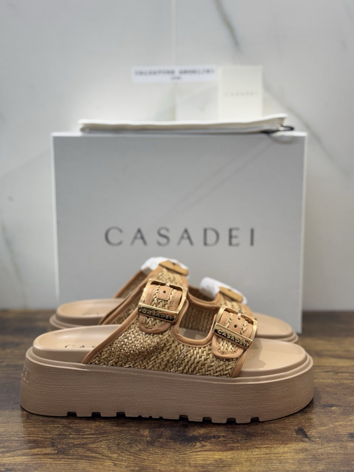 Casadei Sandalo Pelle Intreccio Cuoio Zeppa     Luxury Casadei Scarpe Donna 40