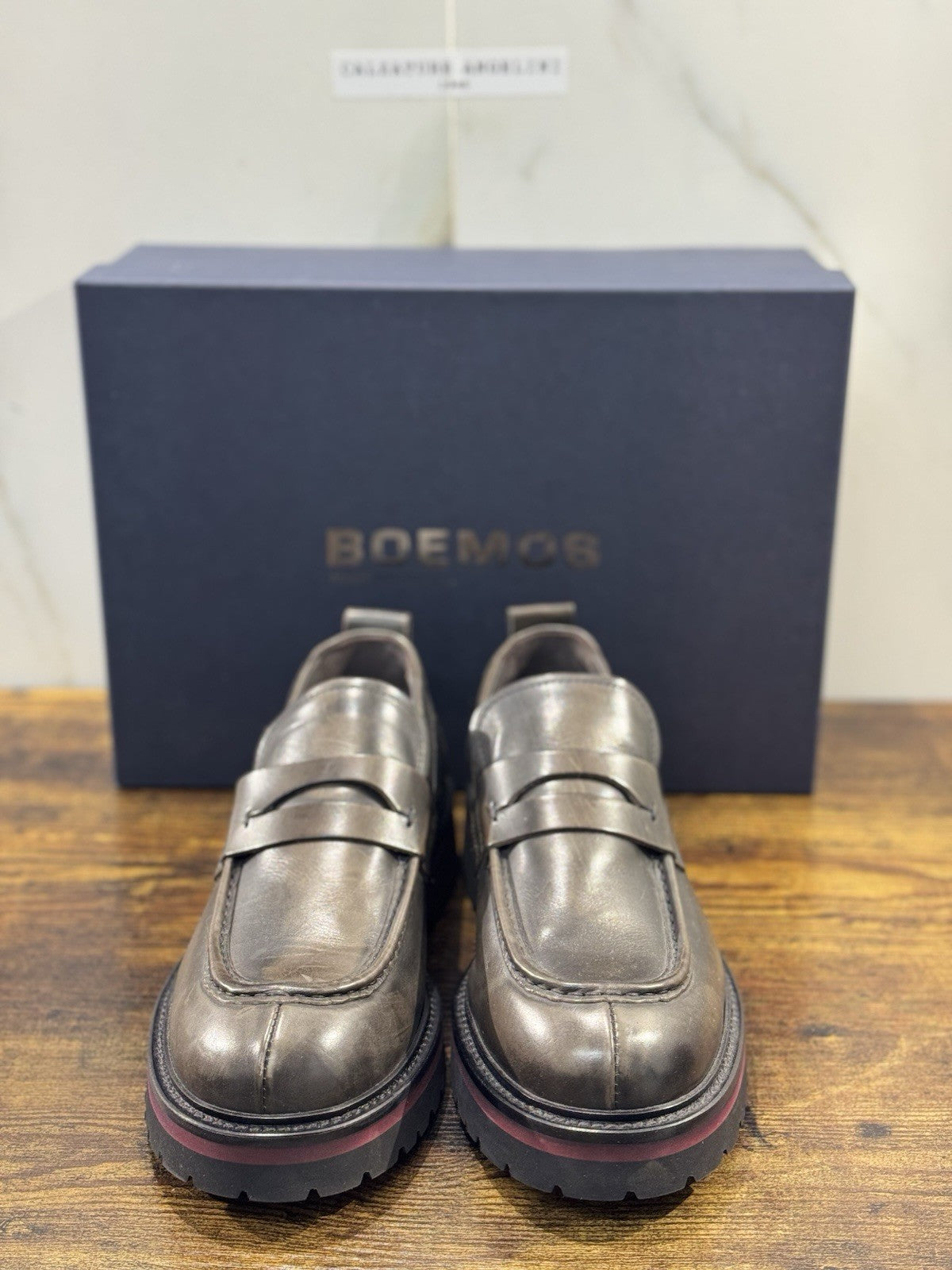 Boemos Mocassino Uomo Fondo Gomma Extra Light Pelle Nero Grey Made In Italy 41