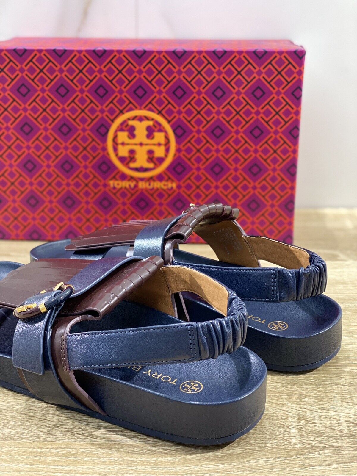 Tory Burch Multi Logo Kiltie Sandal  donna pelle Blu   luxury woman sandal 38