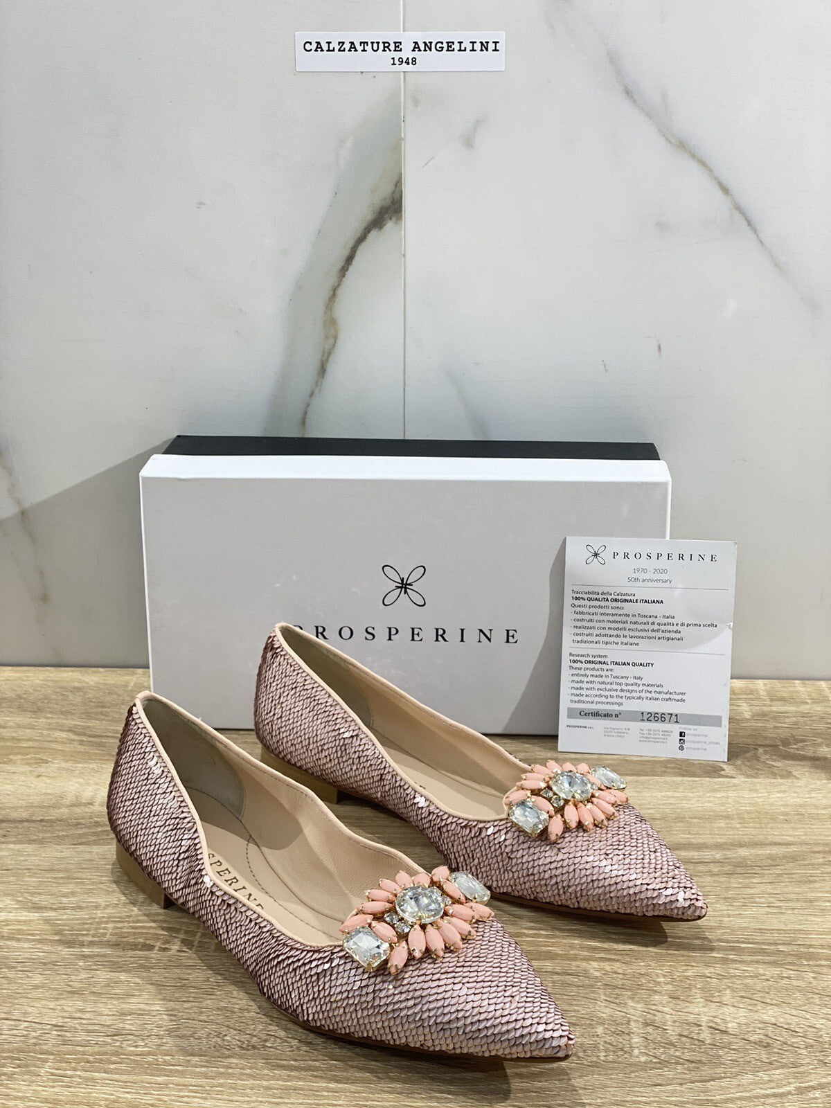 Prosperine Donna  Ballerina Lavorazione Sacchetto Rosa Paiettes 37.5