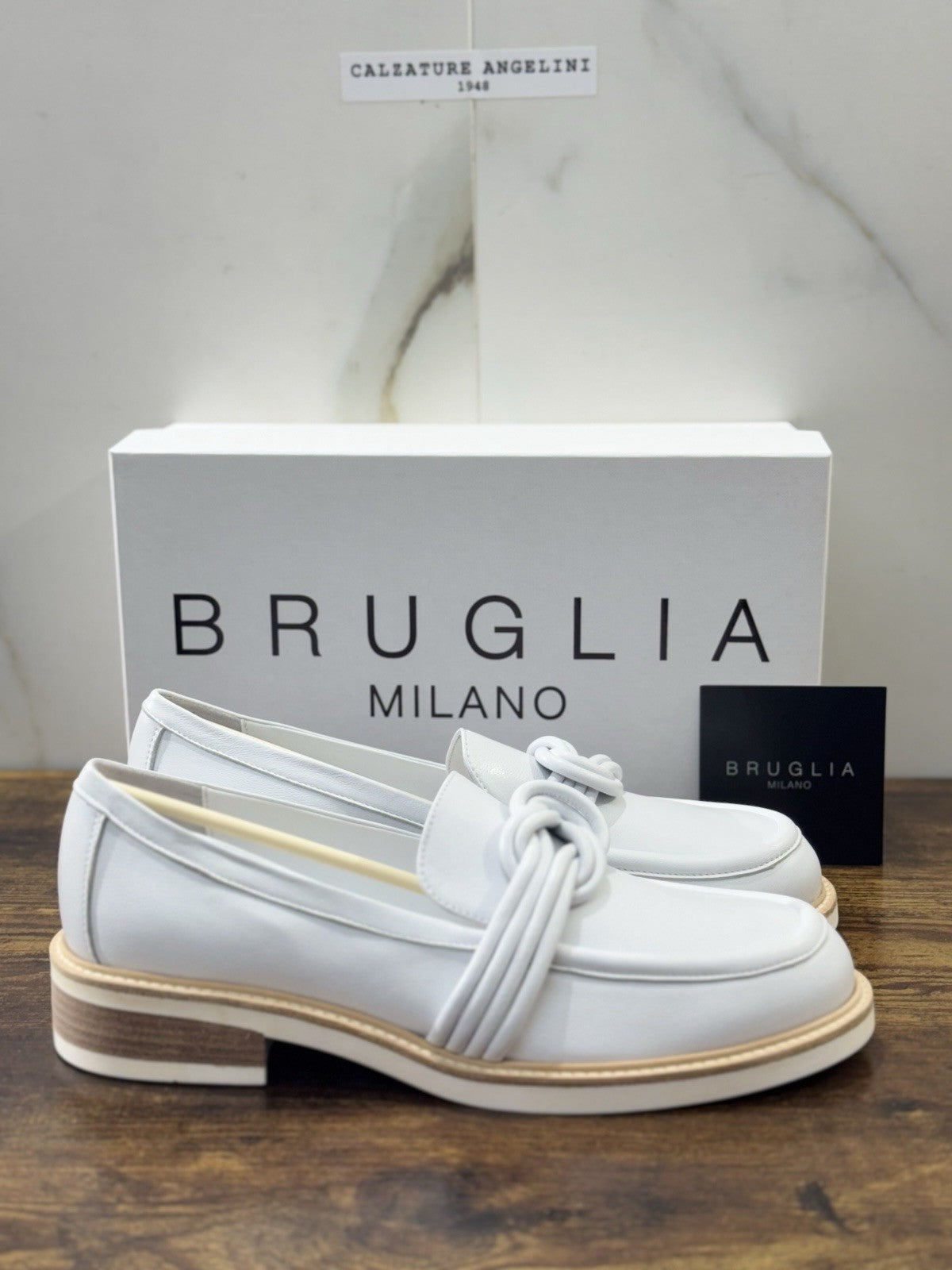 Bruglia Milano Mocassino Bianco  Pelle  Top Quality Scarpe Donna 40