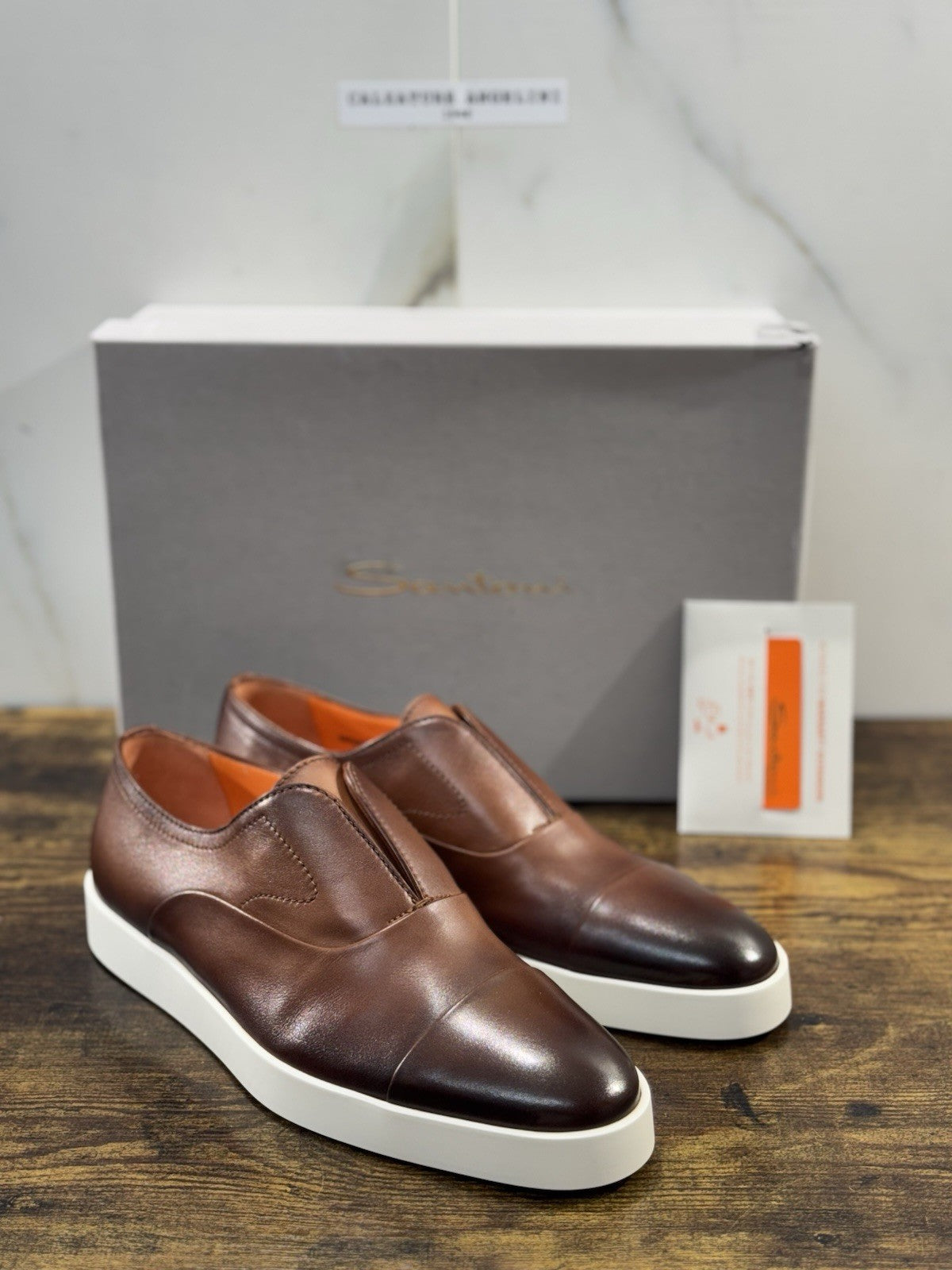 Santoni Scarpa Uomo Pelle Cuoio No Lace Luxury Santoni Uomo 41