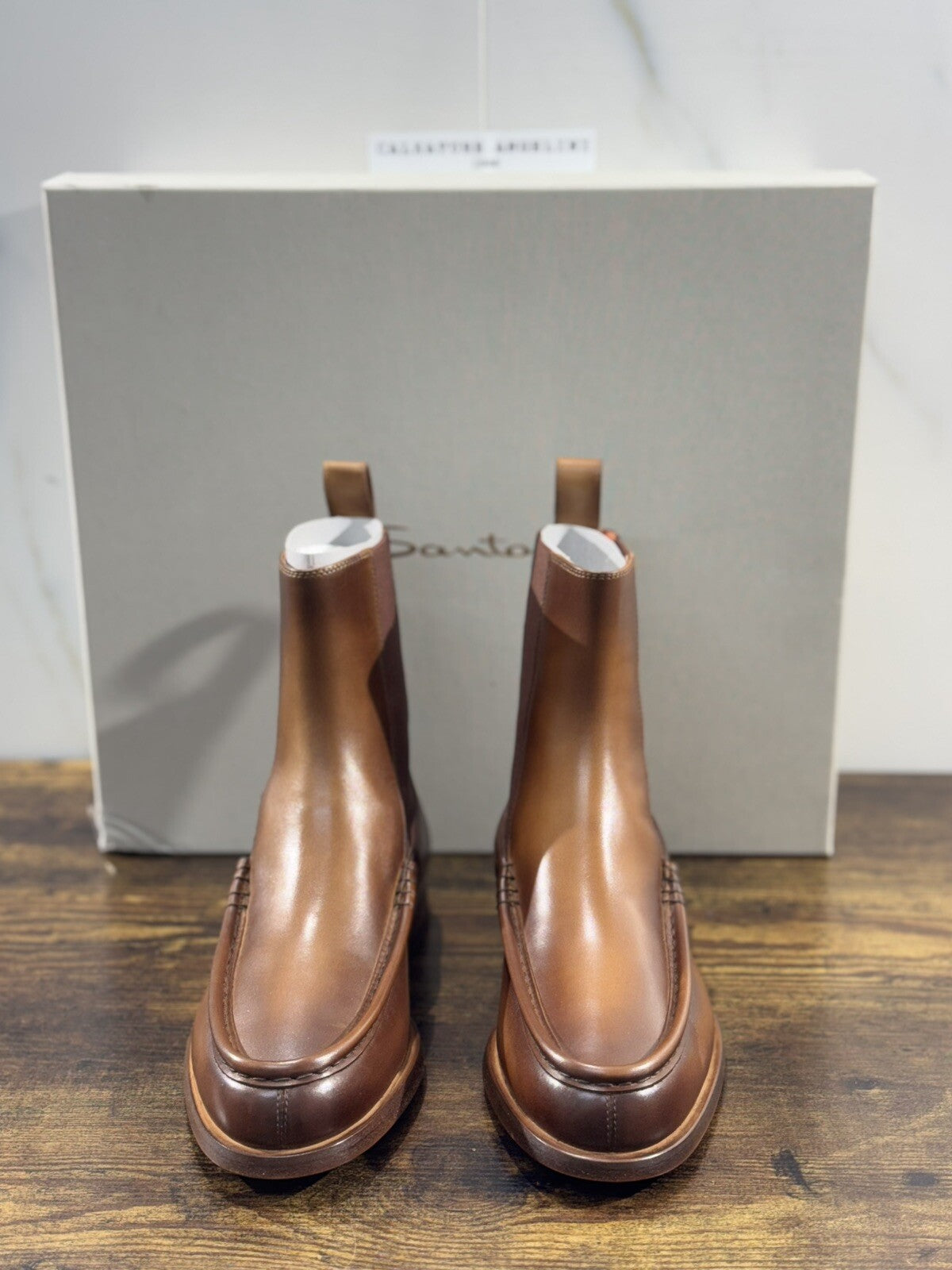 Santoni Chelsea Boot Donna Pelle Marrone Anticata Luxury Woman Boot Santoni 40.5