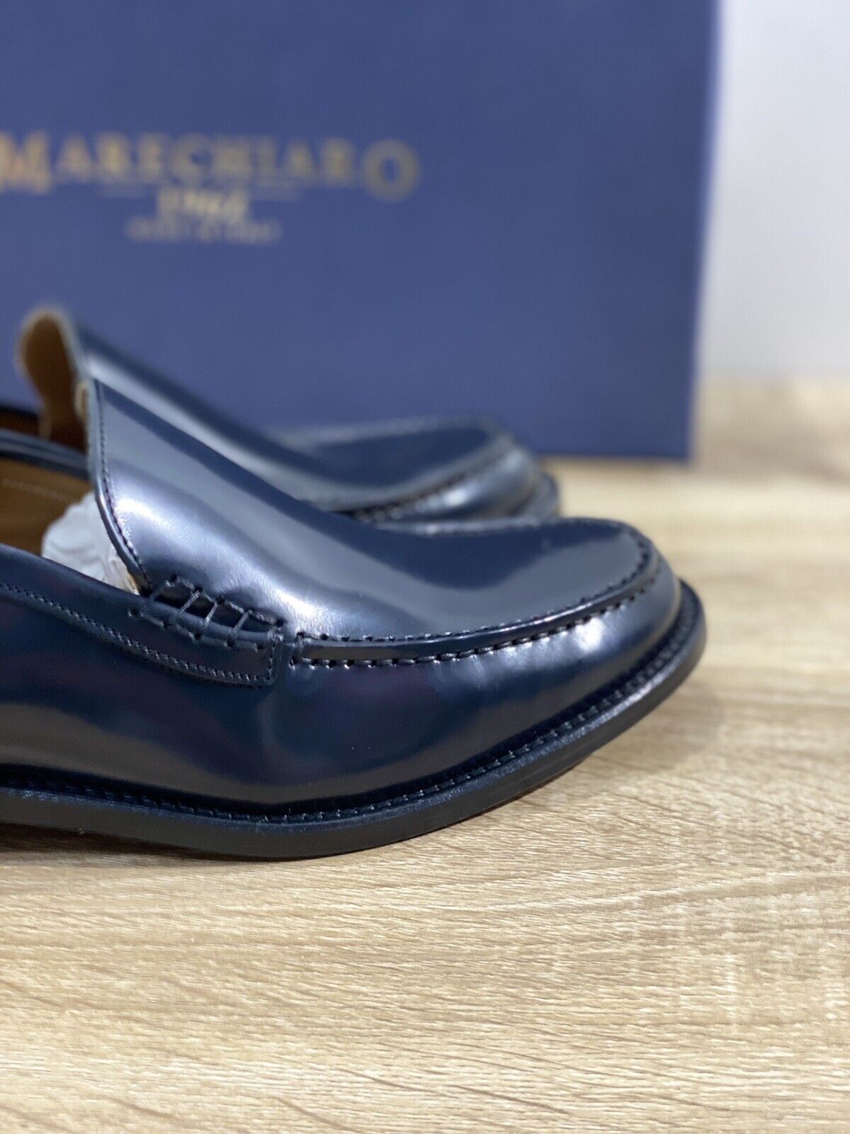 Marechiaro 1962 Mocassino Uomo Pelle Blu Fully Made In Italy 45