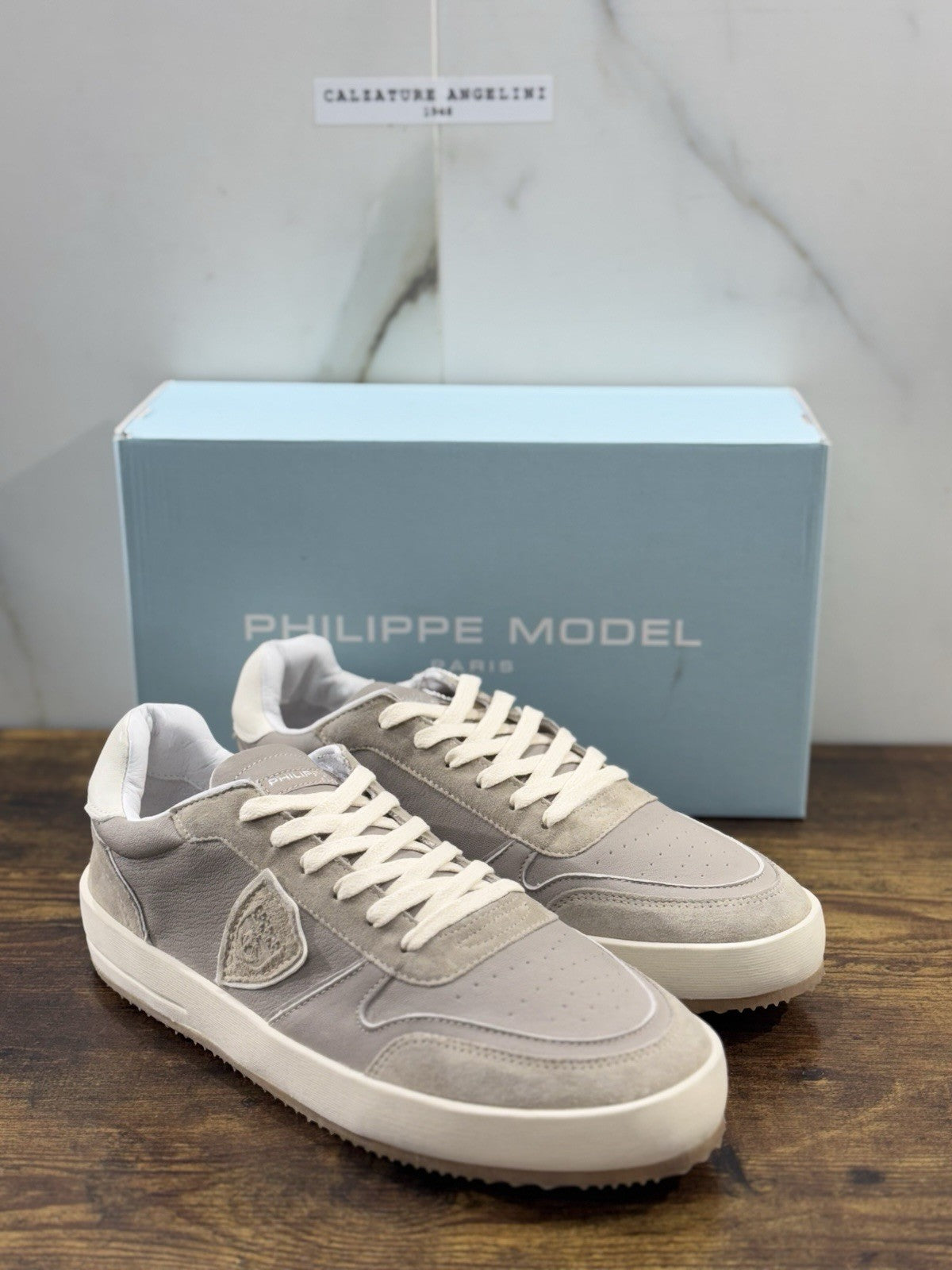 Philippe Model Nice Low Men Sneaker Uomo Pelle Grigia 43
