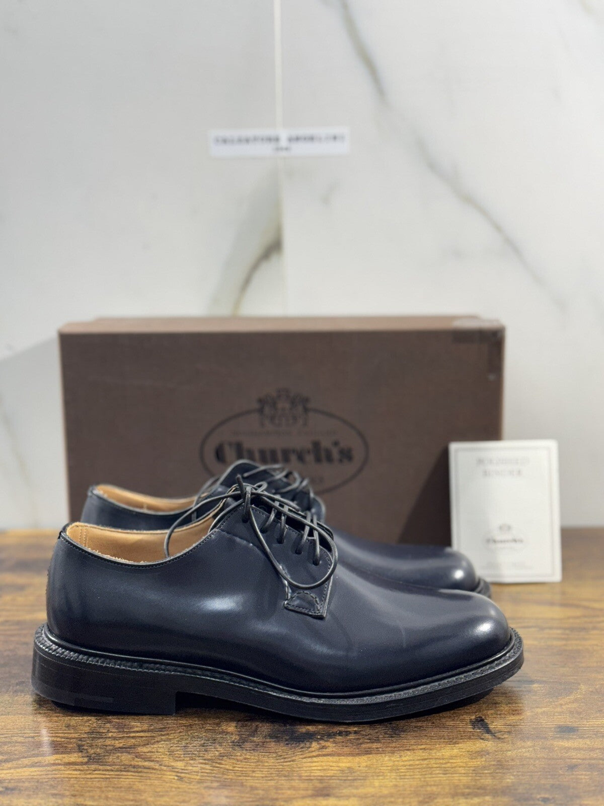 Church’s Shannon  Polished Binder Derby Blu Navy  Men Shoes 42.5