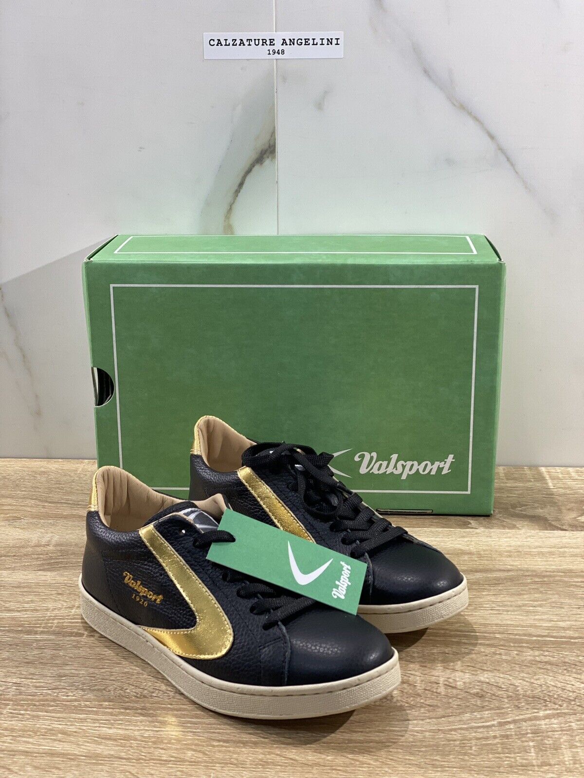 Valsport scarpe donna tournament sneaker in pelle nera oro Made In Italy 37