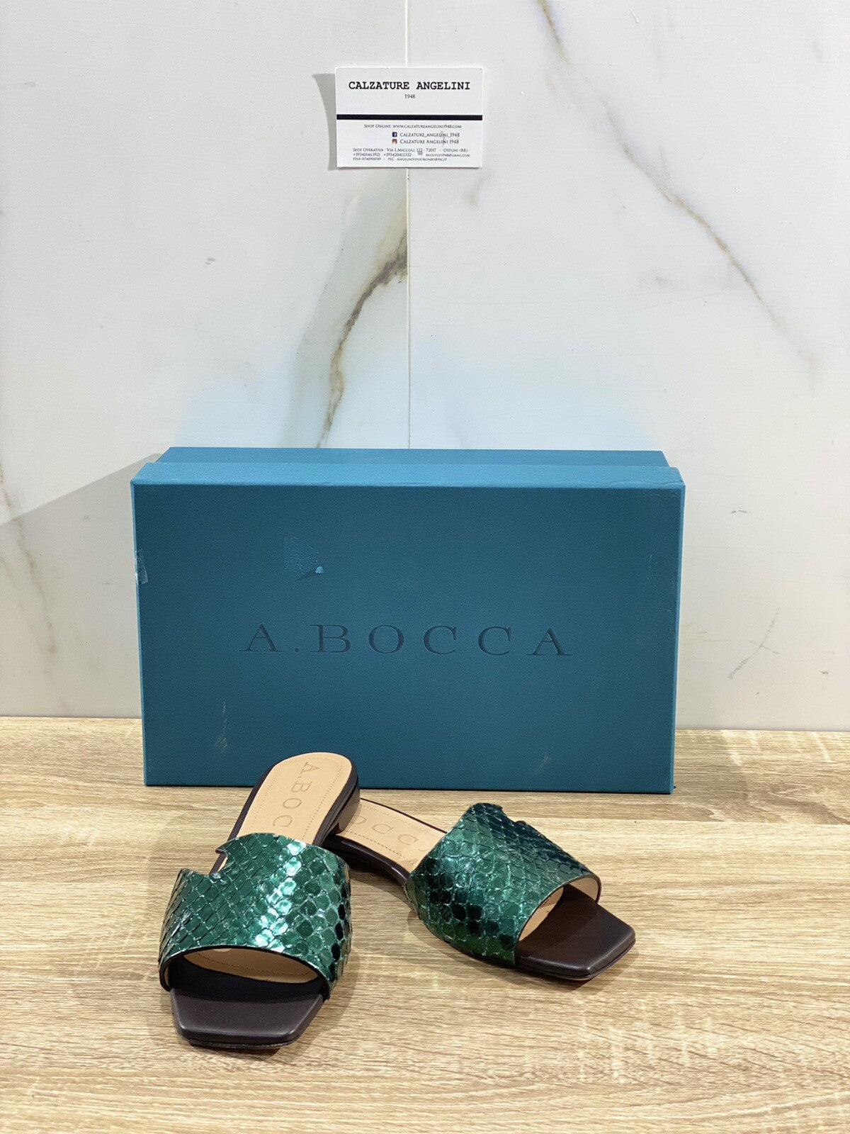 A.bocca Sandalo Donna AB2102 In Pelle Verde  Luxury Sandal Woman 37