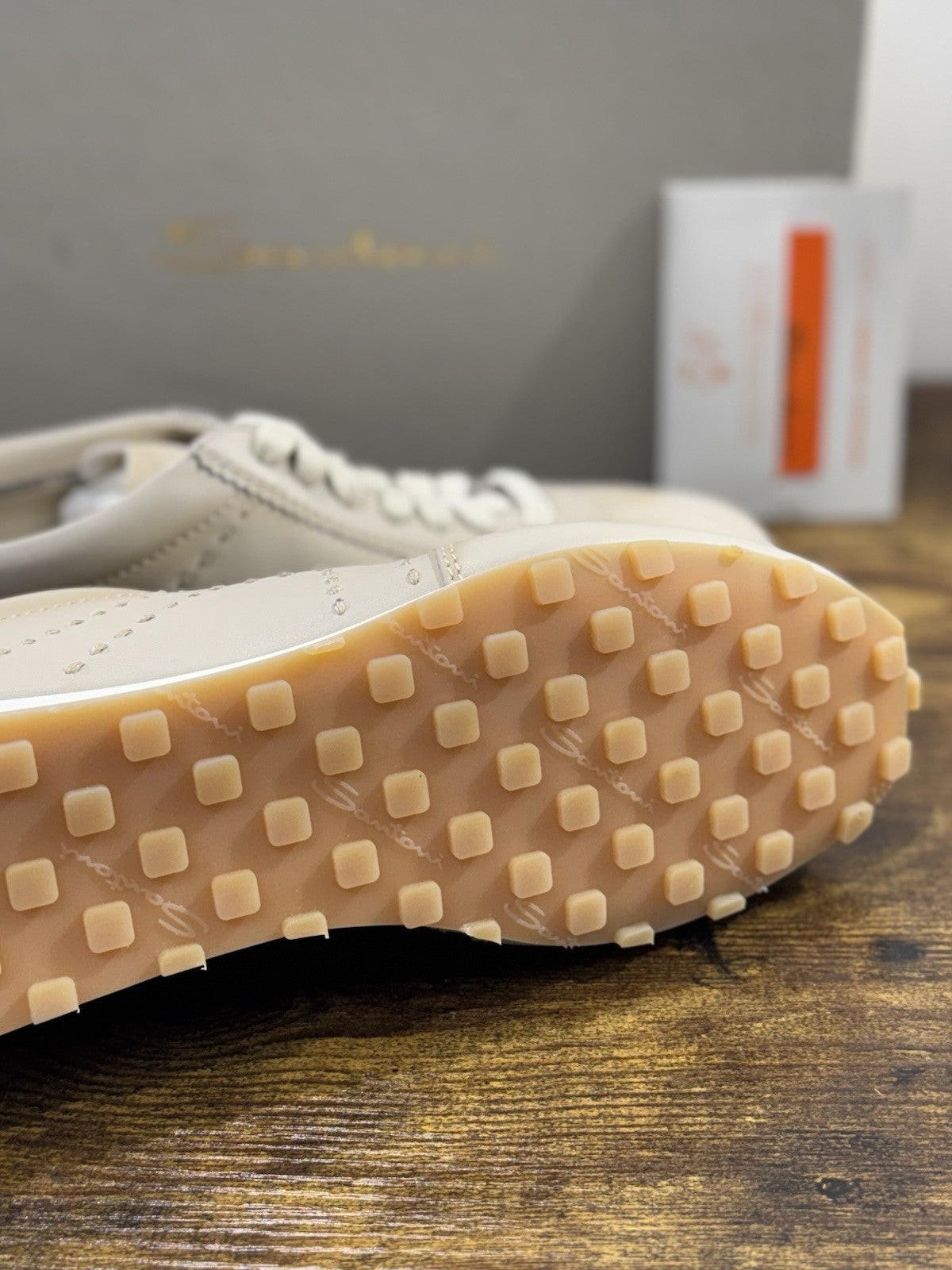 Santoni Sneaker Pelle  Beige  Icon Luxury Men Santoni Shoes Icon Uomo 41.5