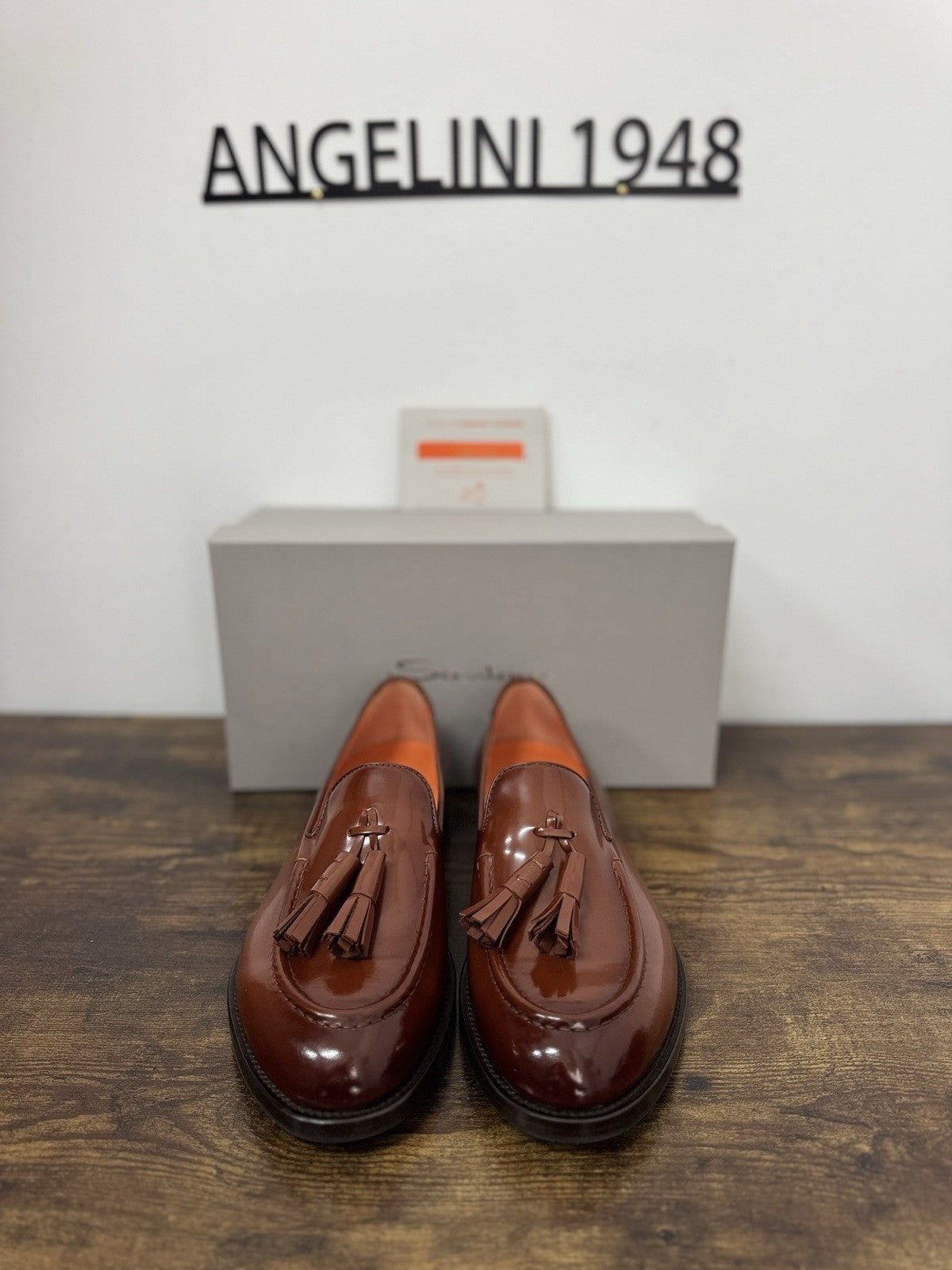 Santoni Mocassino Tassel  Pelle Brown Polish Binder   Luxury Santoni Uomo 42.5