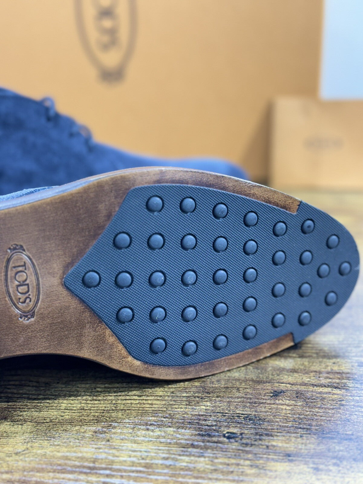 Tod’s Polacco Casual Suede  Pelle Blu Luxury Tod’s Boot Men 41.5