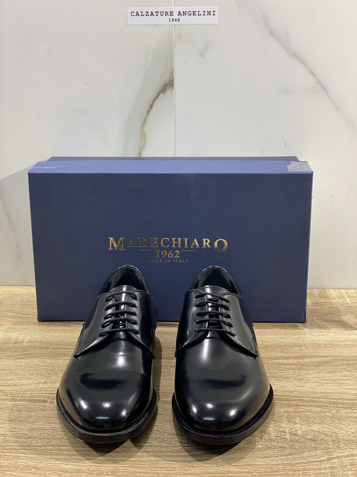 Marechiaro 1962 Derby Uomo Pelle Nera Polish Made In Italy 42.5