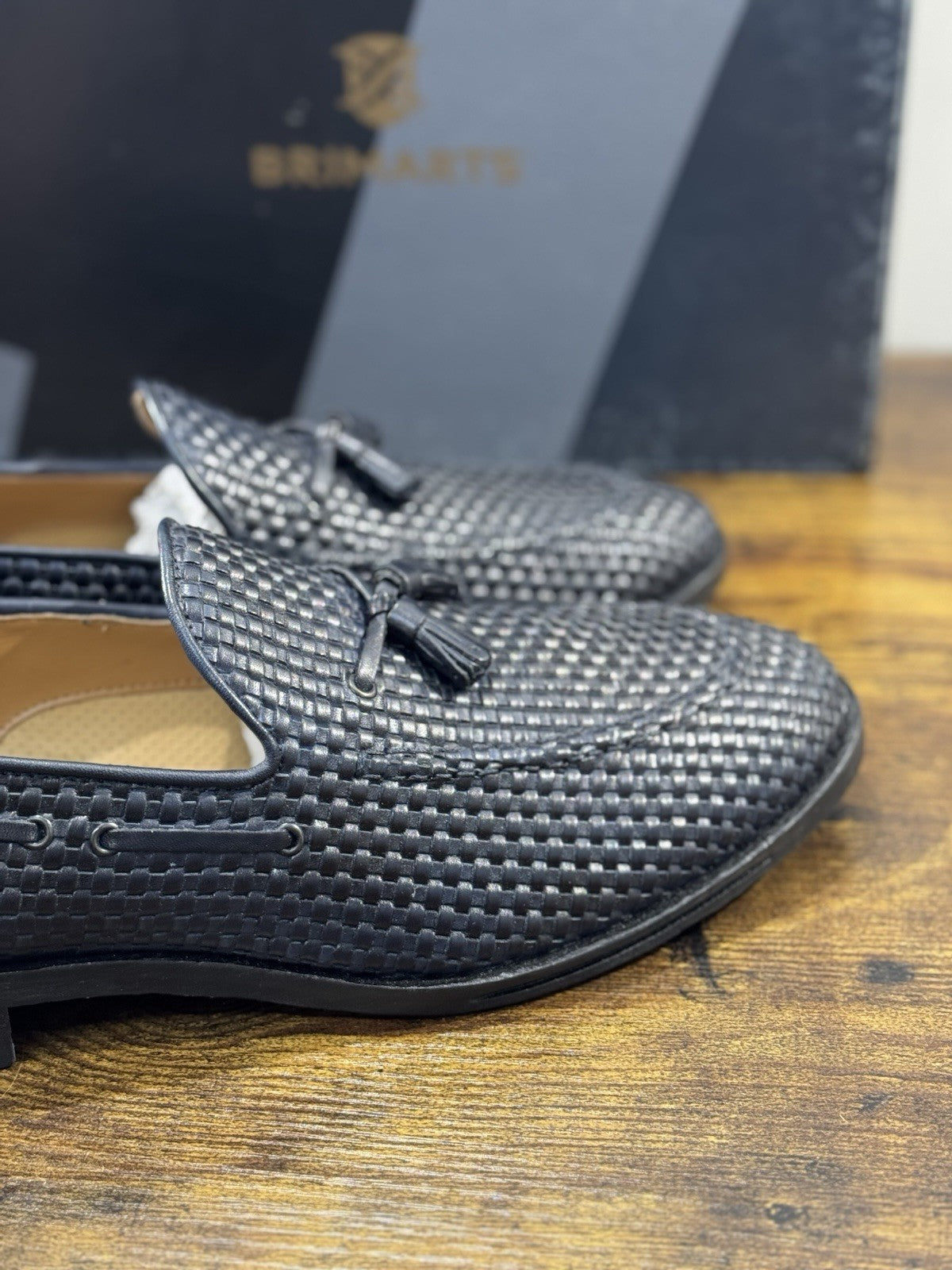 Brimarts Mocassino Uomo Intrecciato Pelle Blu 44