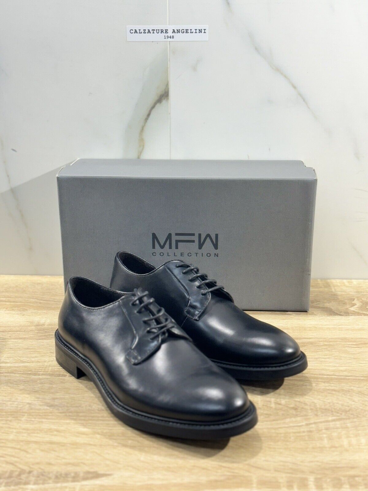 Marco Ferretti Derby  Uomo Fondo Gomma Casual Loafer Pelle Nero ’ 44