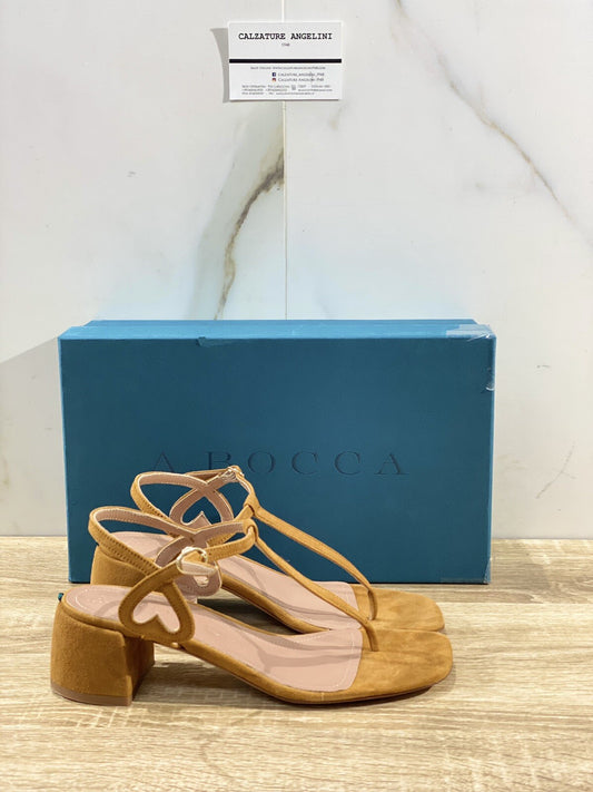 A.bocca Sandalo Donna AB2275 In Suede Cuoio Luxury Woman Sandal 36
