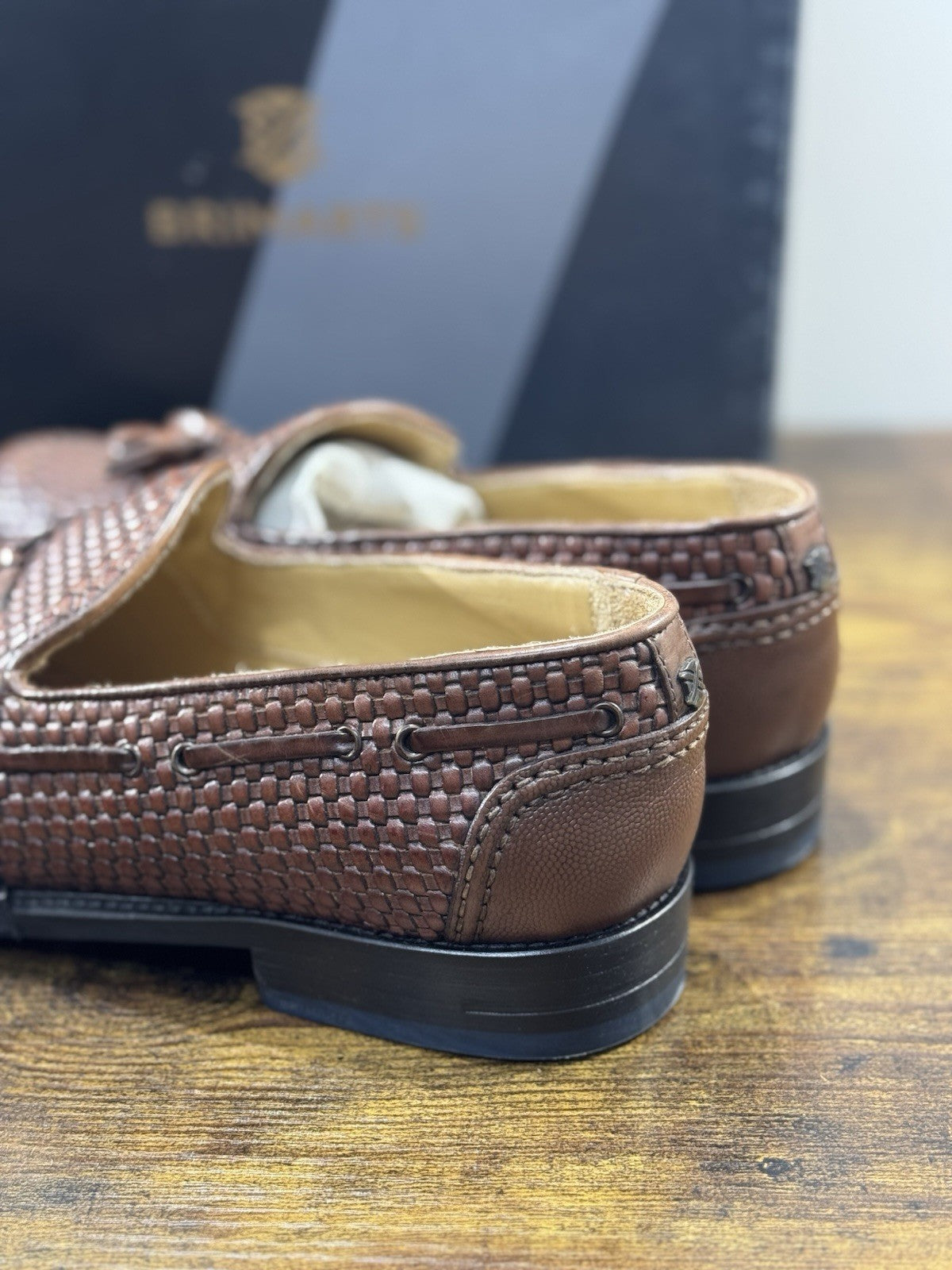 Brimarts Mocassino Uomo Intrecciato Pelle Cuoio 44