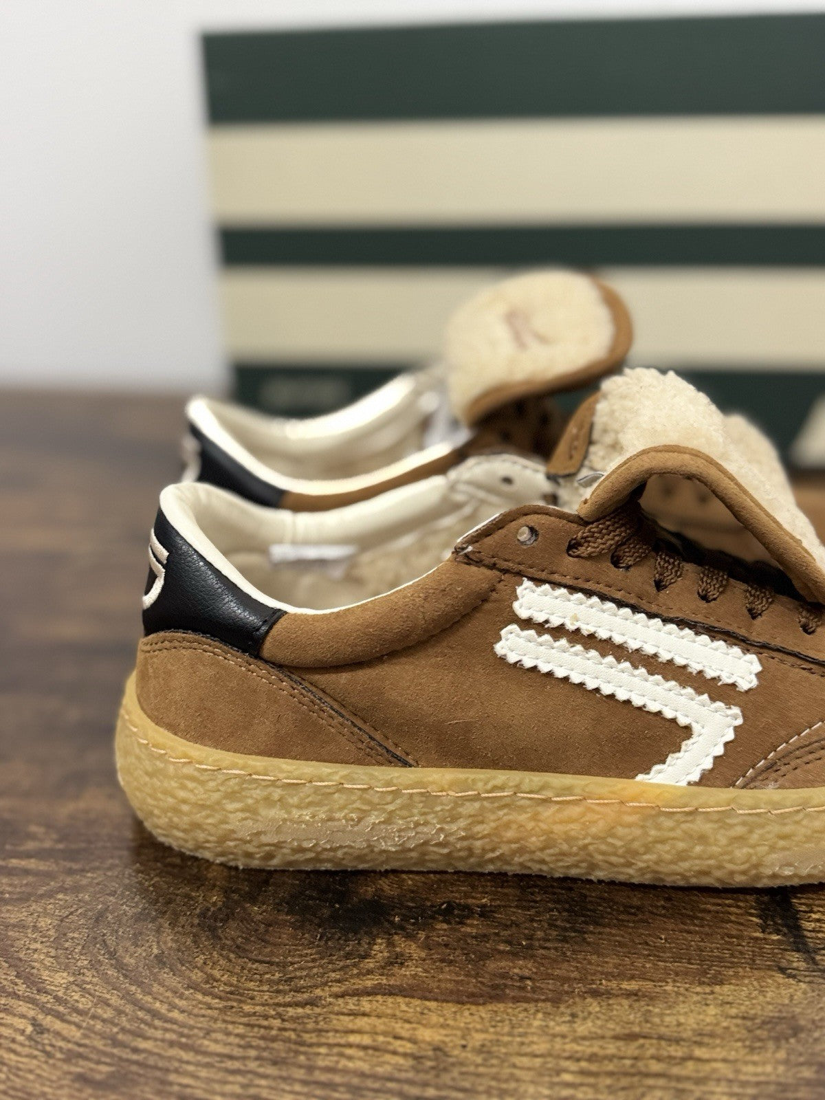 Puraai Teddy Tab Sneaker Suede Cuoio Casual Scarpa Donna 36